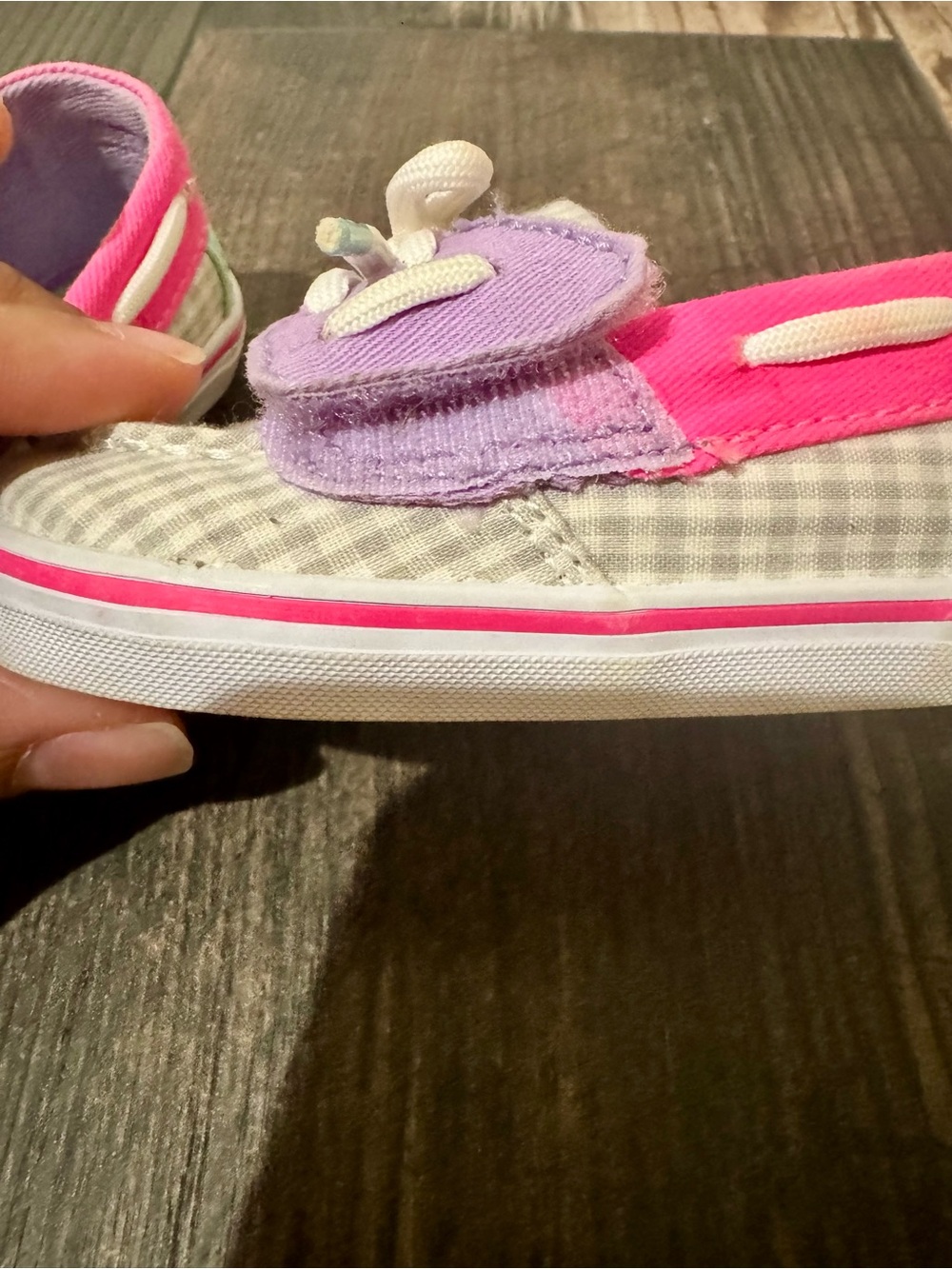 Sperry Intrepid Crib Gingham Boat Shoes Girls Toddler Size 2M Pink Purple - Picture 13 of 15